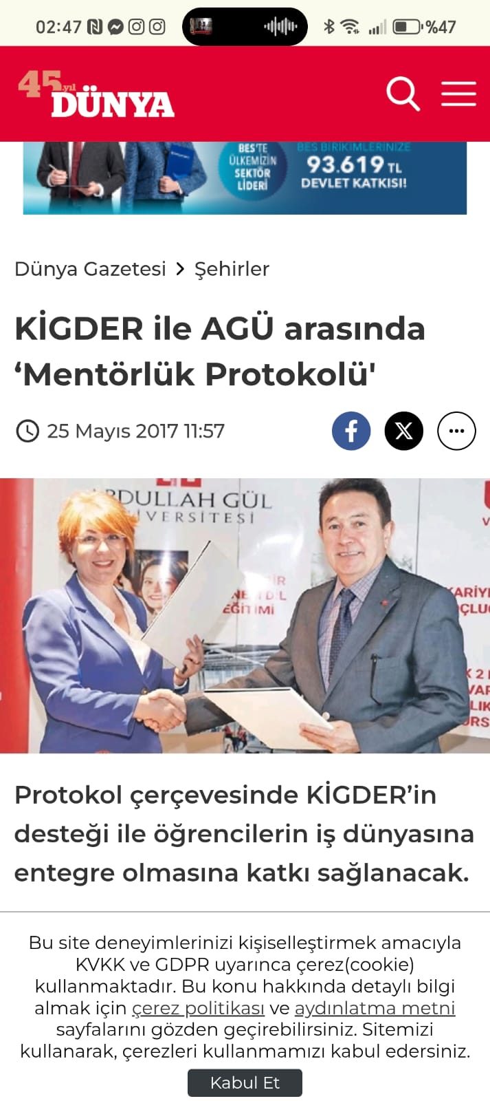Abdullah Gül Üniversitesi ile Mentörlük İş Birliği Protokolü